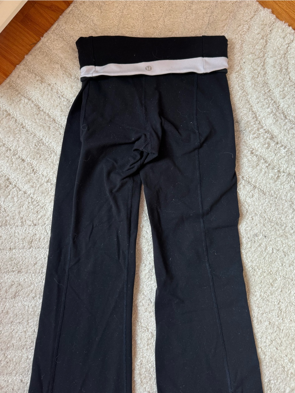 Lululemon Black Leggings with White Fold Over